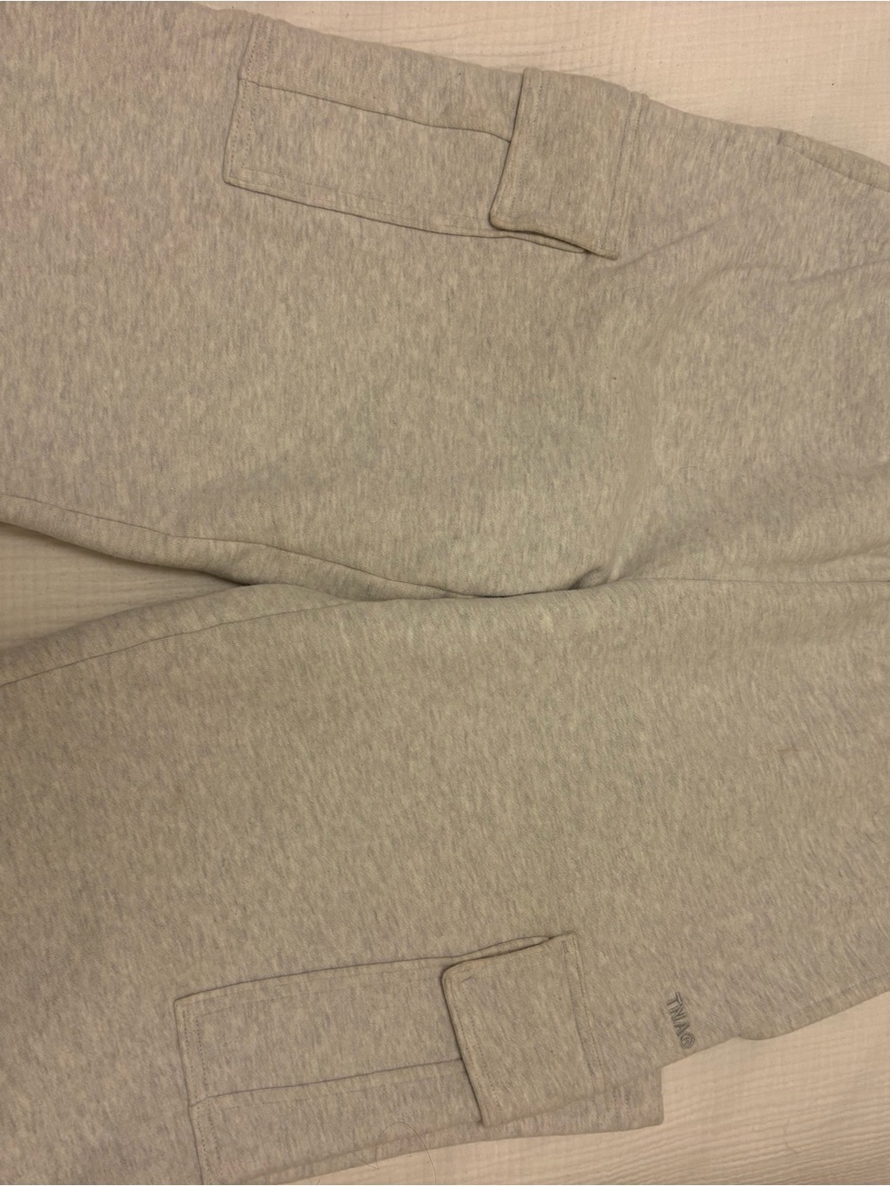 TNA Cargo Cozy Fleece Boyfriend Joggers — Light Gray